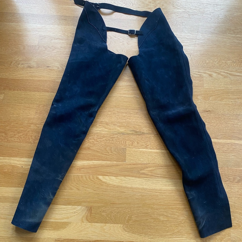 Barnstable 100% leather suede navy riding chaps medium